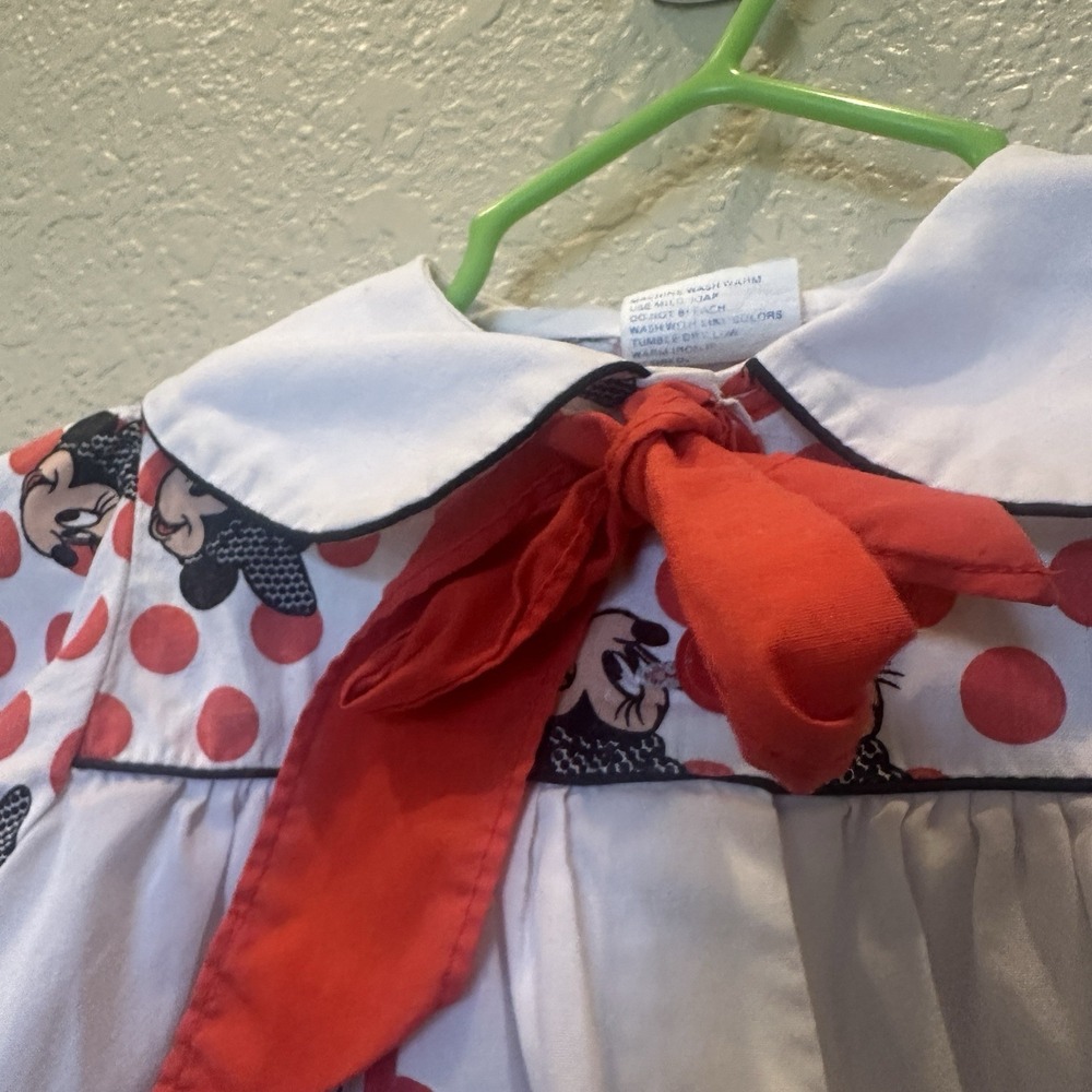 Vintage Baby Girls Toddler 18 mo Disney Wear Minnie Mouse top Peter pan collar - Picture 5 of 8